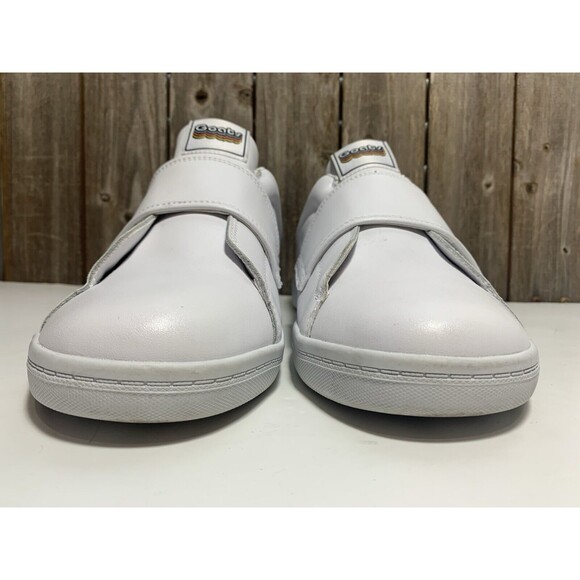 GOATS Sneakers Platform Smooth White Leather Slip On Hook Loop Mens Shoe Sz 9.5 - Picture 3 of 9